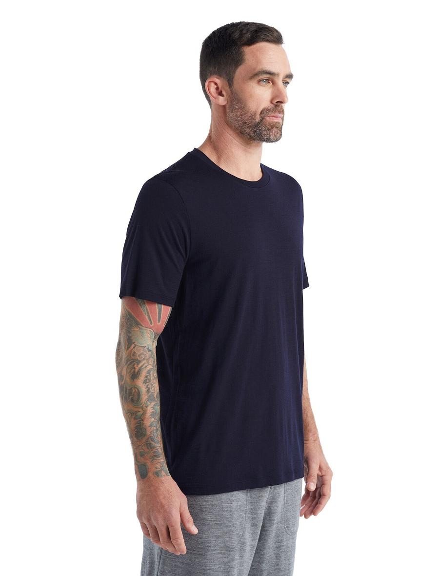 Midnight Navy Men's Icebreaker Merino Tech Lite II Short Sleeve Tee T Shirts | USA 1166ZUTG